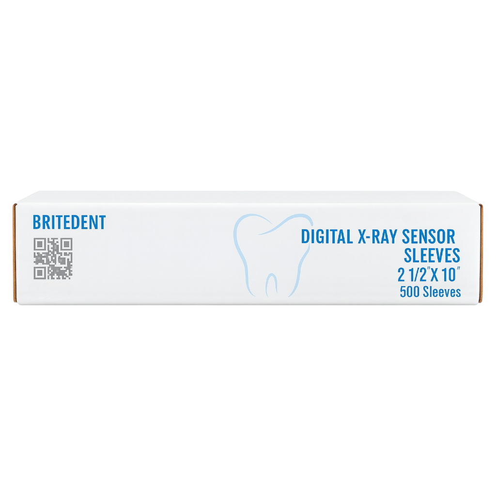 BRITEDENT digital X-ray sensor sleeves 500 box disposable dental barrier clear sleeves 2 1/2 x 10