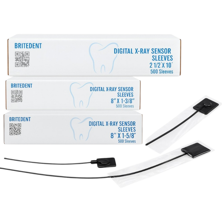 BRITEDENT digital X-ray sensor sleeves 500 box disposable dental barrier clear sleeves multiple sizes