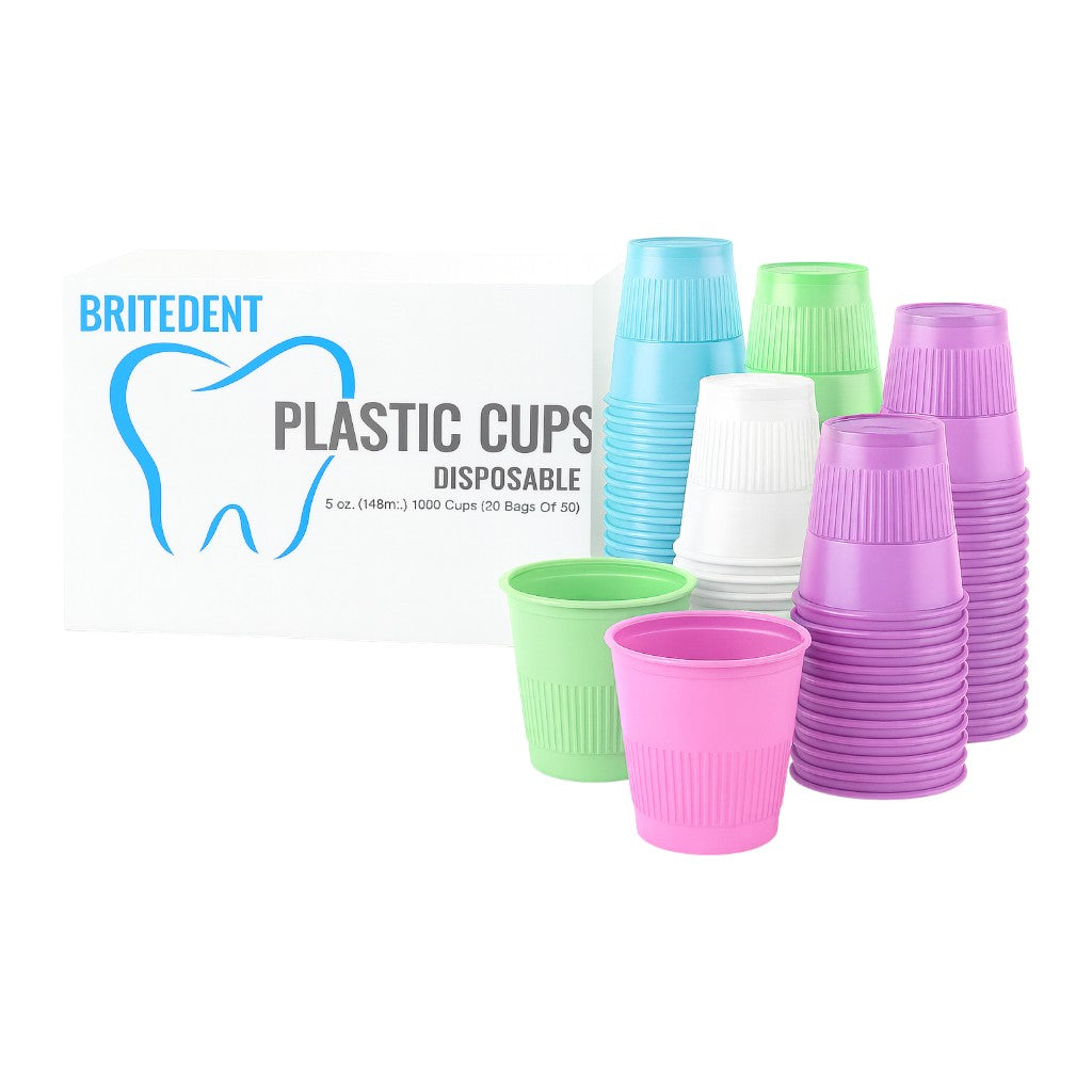 BRITEDENT All Colors Disposable Plastic Cups 5 oz – 1000/Box for dental and medical use