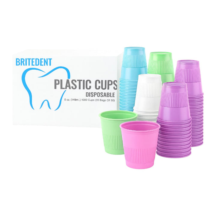 BRITEDENT All Colors Disposable Plastic Cups 5 oz – 1000/Box for dental and medical use
