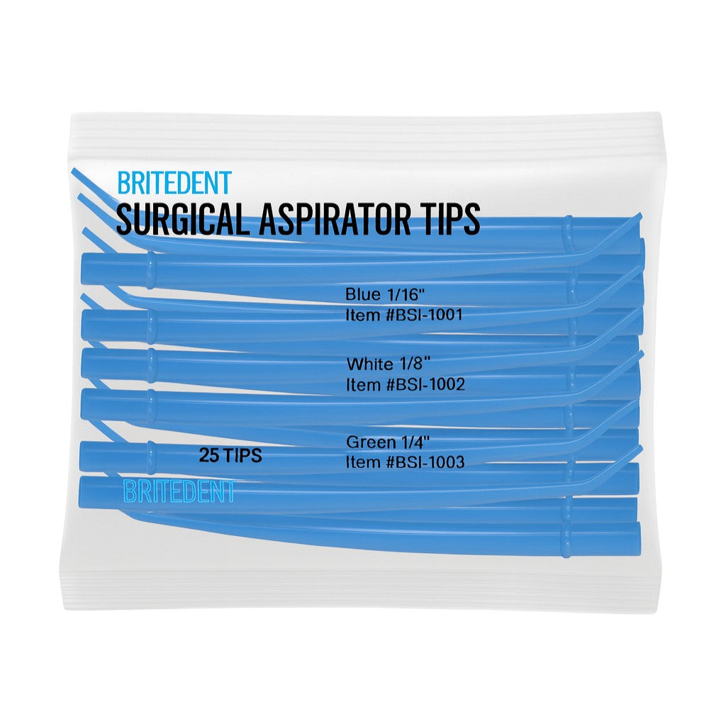 BRITEDENT disposable surgical aspirator tips angled Blue