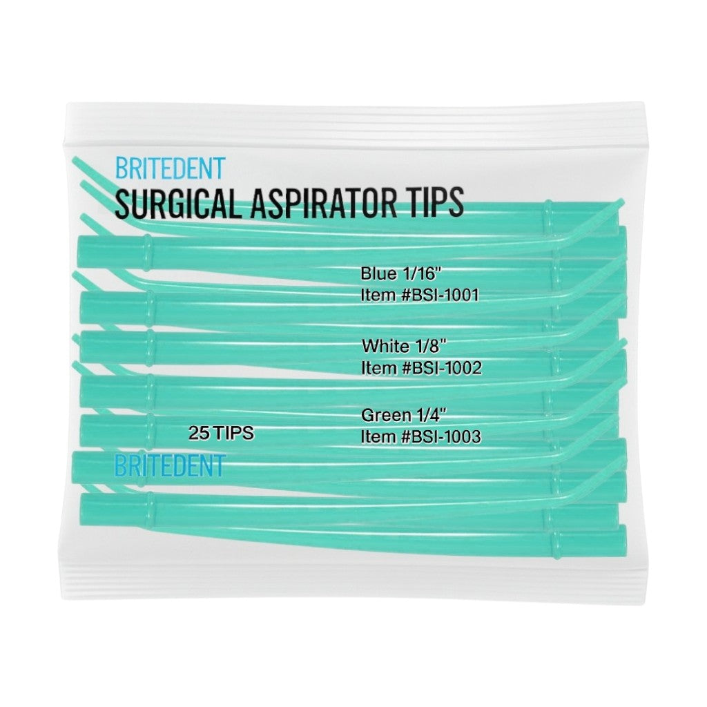 BRITEDENT disposable surgical aspirator tips angled Green