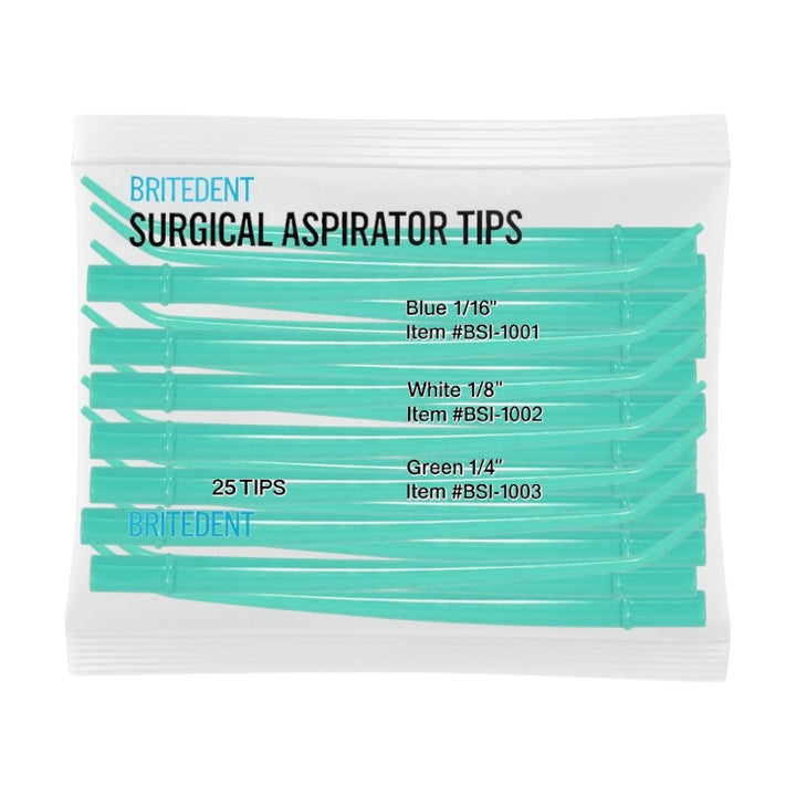 BRITEDENT disposable surgical aspirator tips angled Green