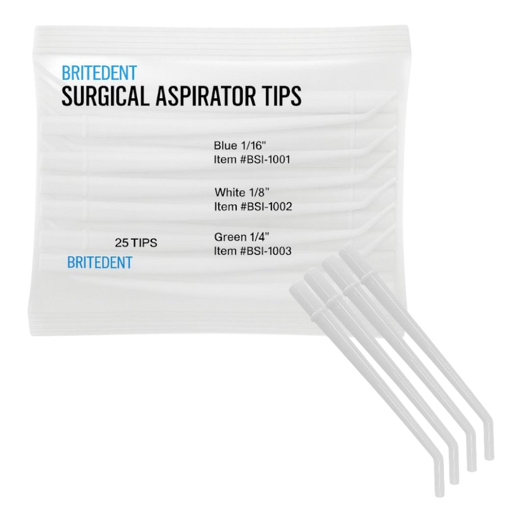 BRITEDENT disposable surgical aspirator tips angled White 25 Tips