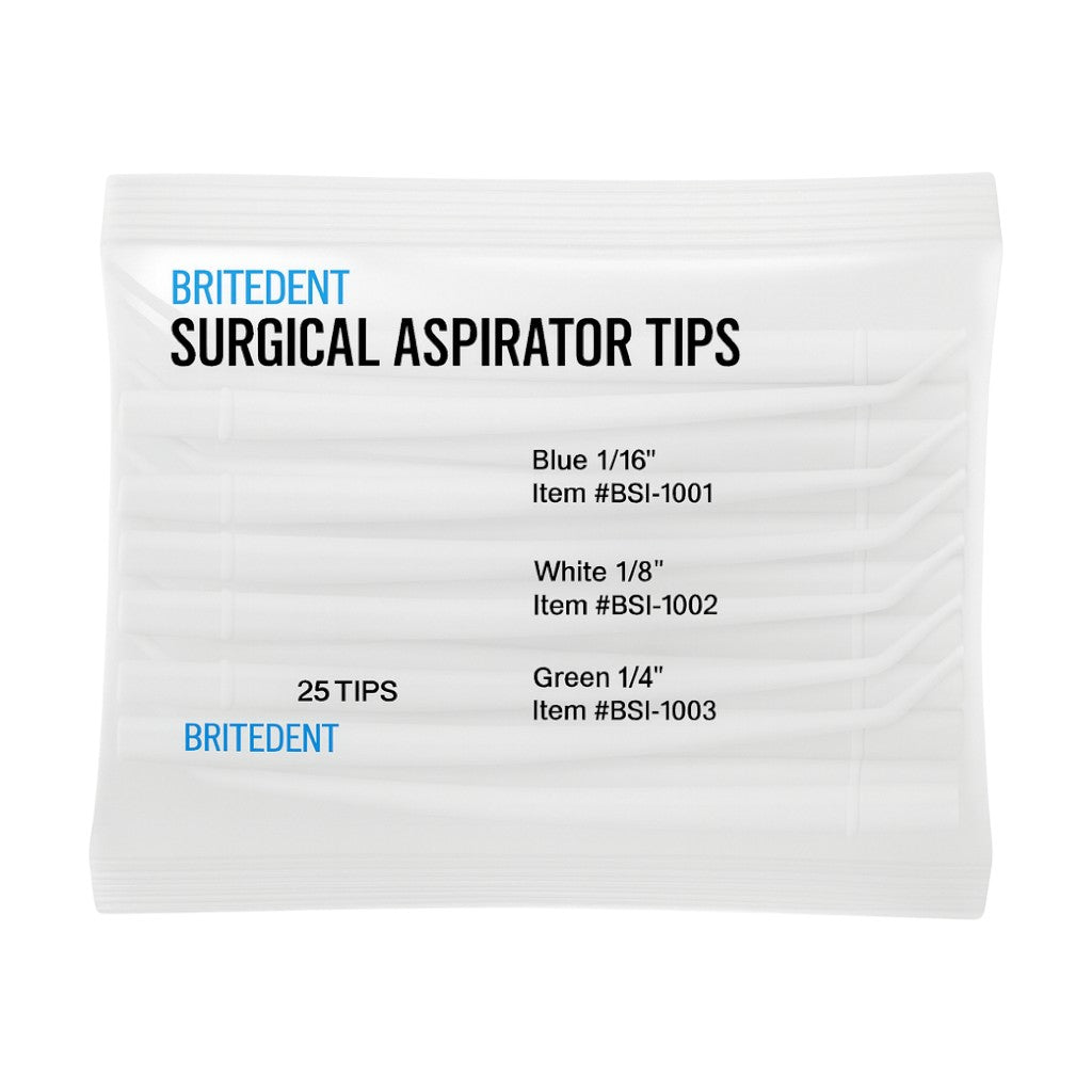 BRITEDENT disposable surgical aspirator tips angled White