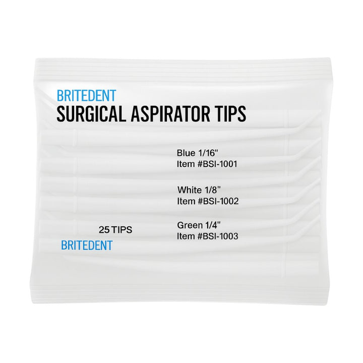 BRITEDENT disposable surgical aspirator tips angled White