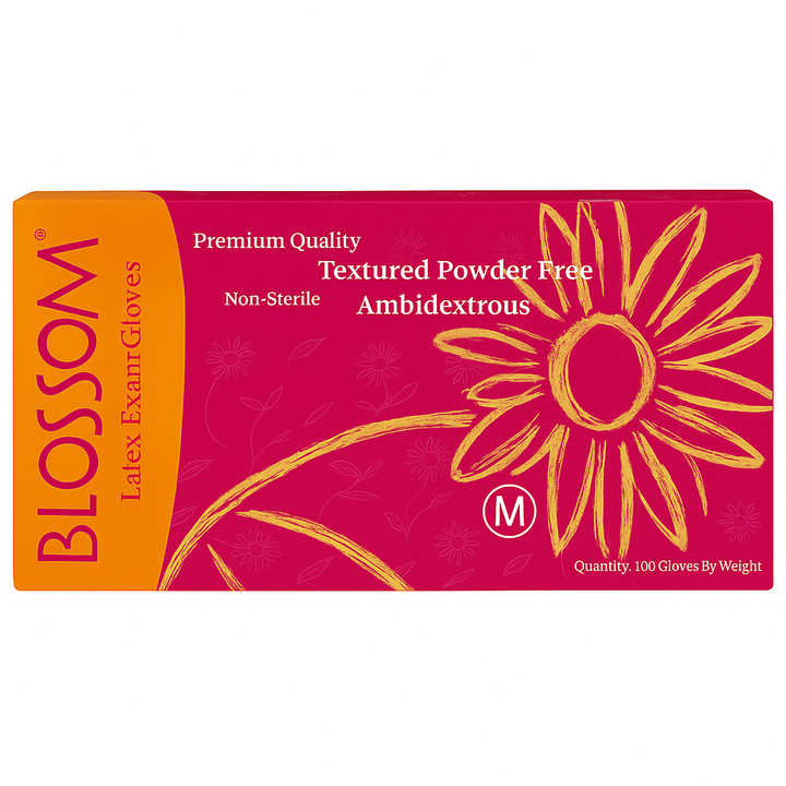 Blossom latex powder-free medical exam gloves medium white 100 count