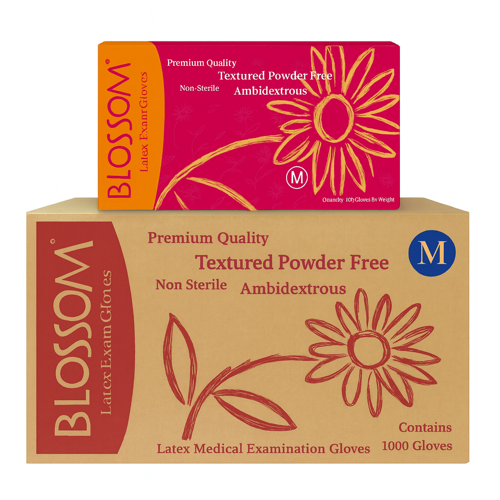 Blossom latex powder-free medical exam gloves medium white 100 case
