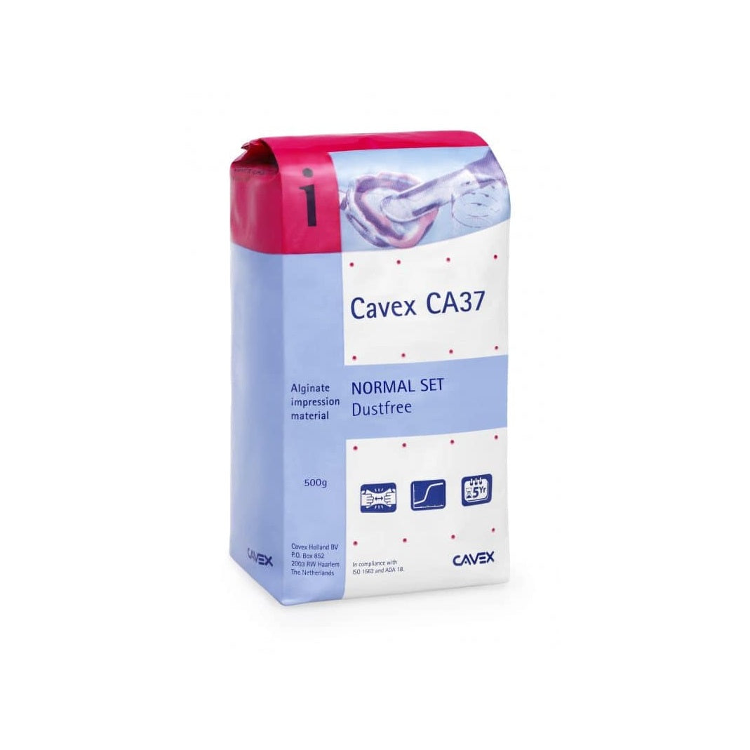 Cavex CA37 Alginate Impression Material: Fine Detail, Dust-Free, Peppermint Flavor – Ideal for Dental Impressions, Regular Set 500g Refill Bag AA075.