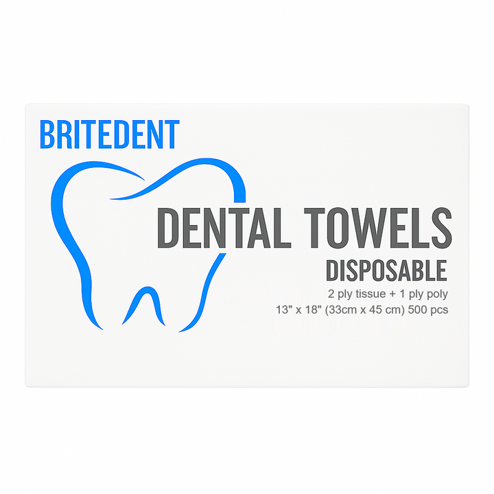 BRITEDENT Disposable Patient Bib 13×18 2-ply poly backing (500/Case)