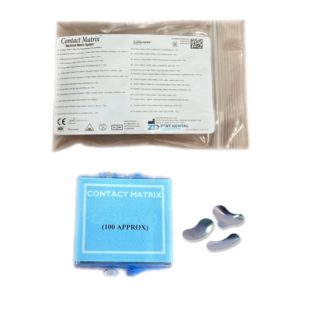 Danville Materials Contact Matrix Stiff Flex Small, 100/PK 90070 - Sectional Matrix for Precise Dental Restorations - Dental Matrix Tool for Composite Fillings