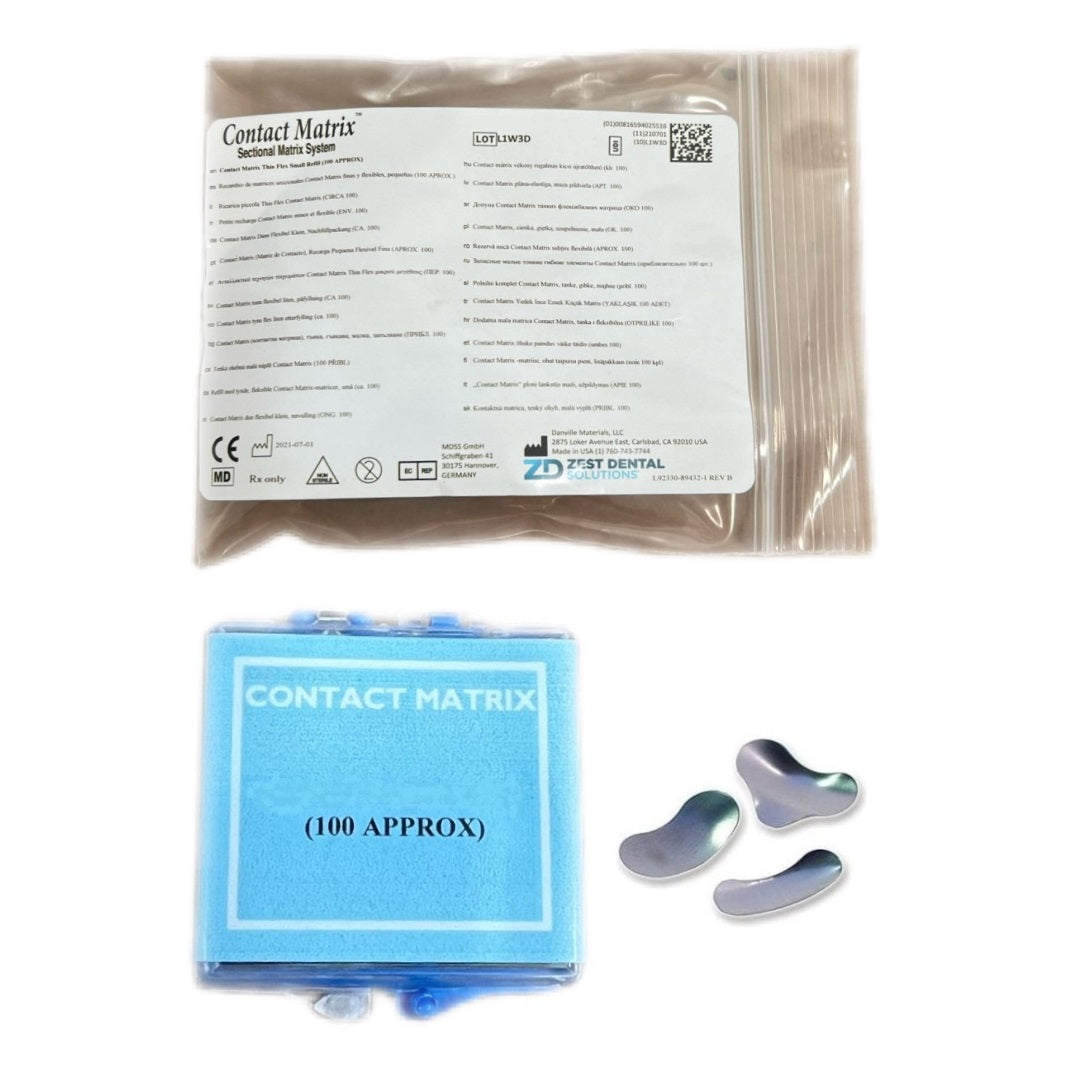 Danville Contact Matrix Ultra Stiff Thin Flex Large 100/Pk 91074 - Achieve precise dental restorations with our versatile Large matrix bands. Optimal adaptation for tight contacts and contours, ensuring predictable outcomes in restorative dentistry.