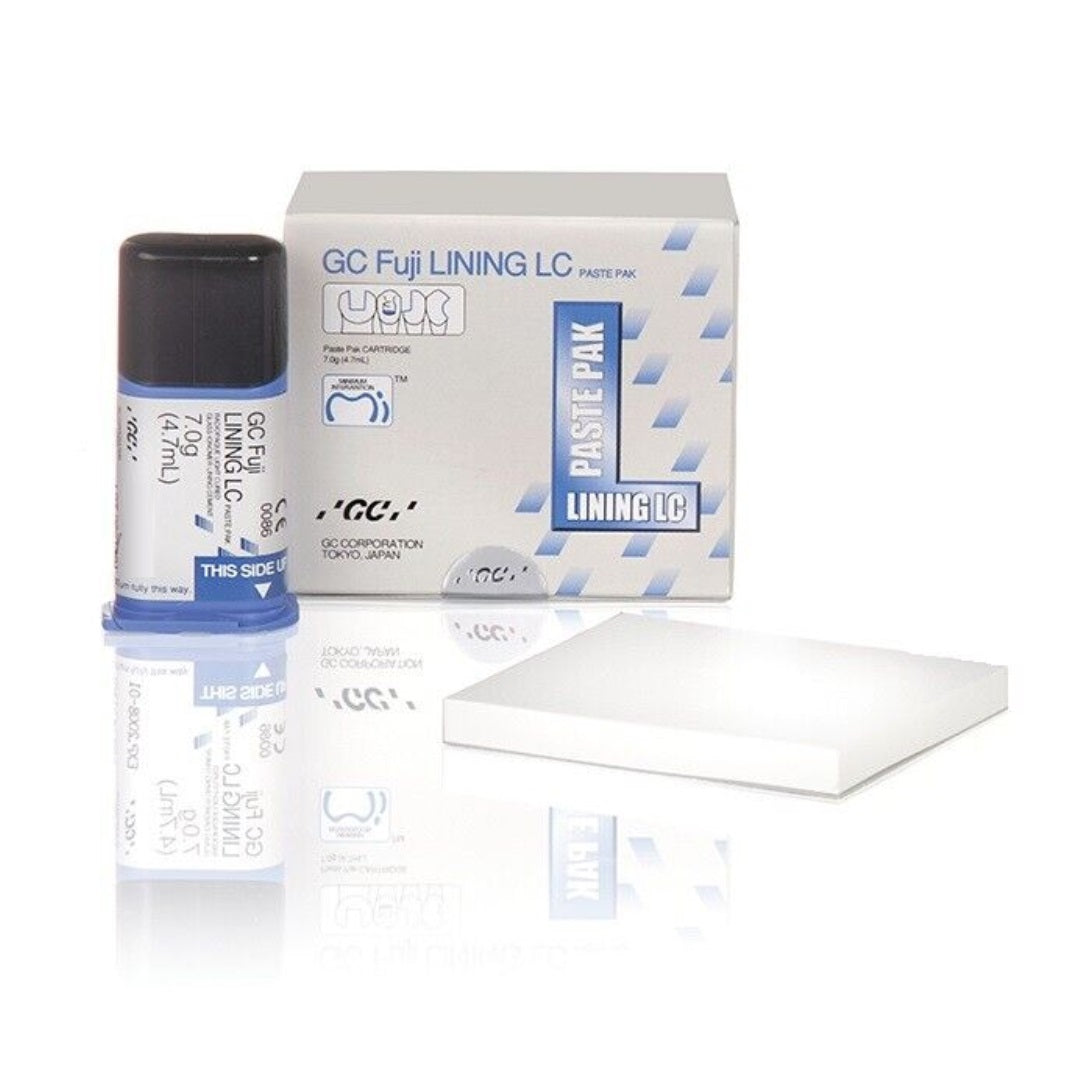 GC Fuji Lining LC Paste Pak Glass Ionomer Cement 7gm Cartridge 001887- Light-Cured, Resin-Reinforced, Fluoride-Releasing Dental Cement for Base or Liner. Low Solubility & Biocompatible.