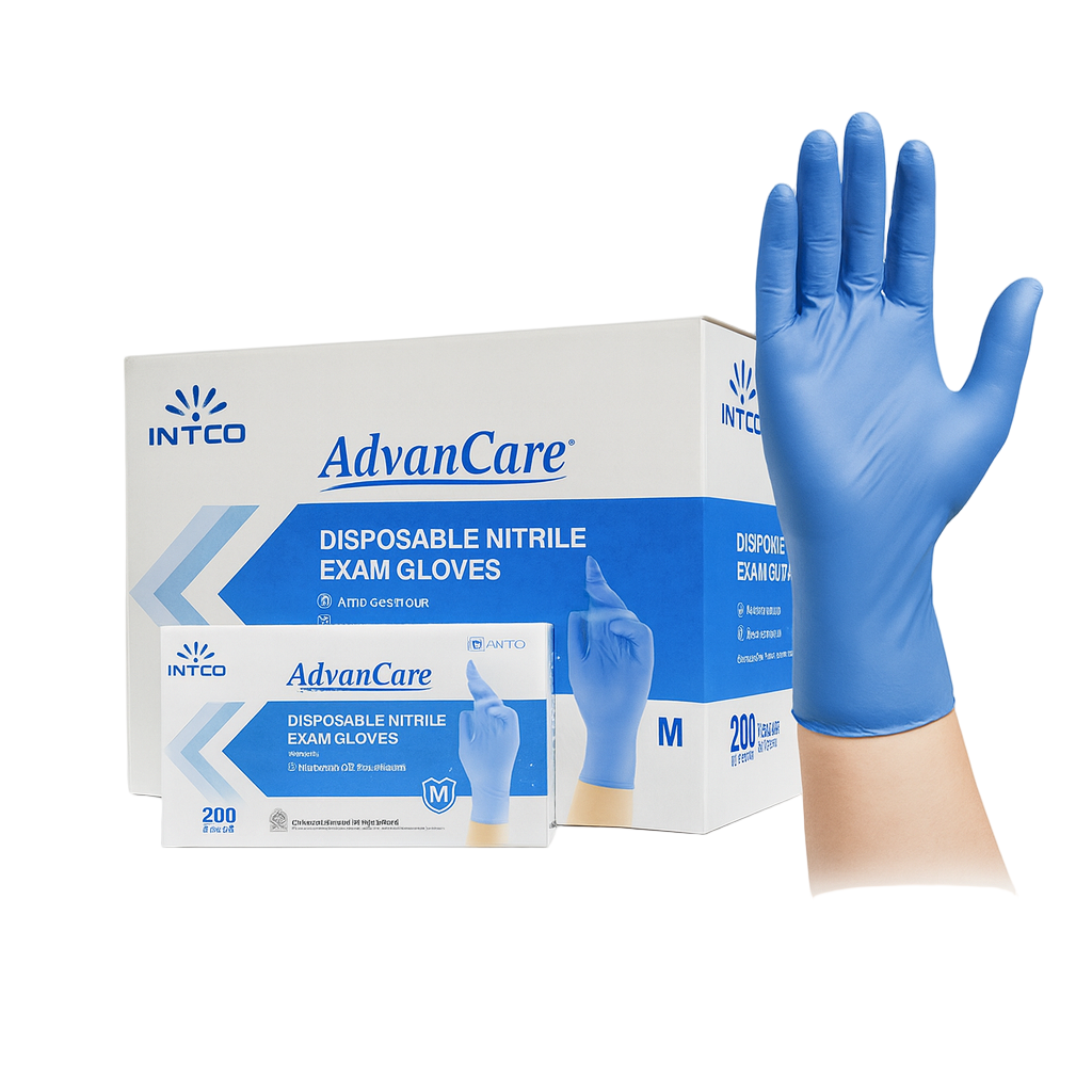 Intco AdvanCare Nitrile Medical Grade Exam Gloves Medium 2000 Case