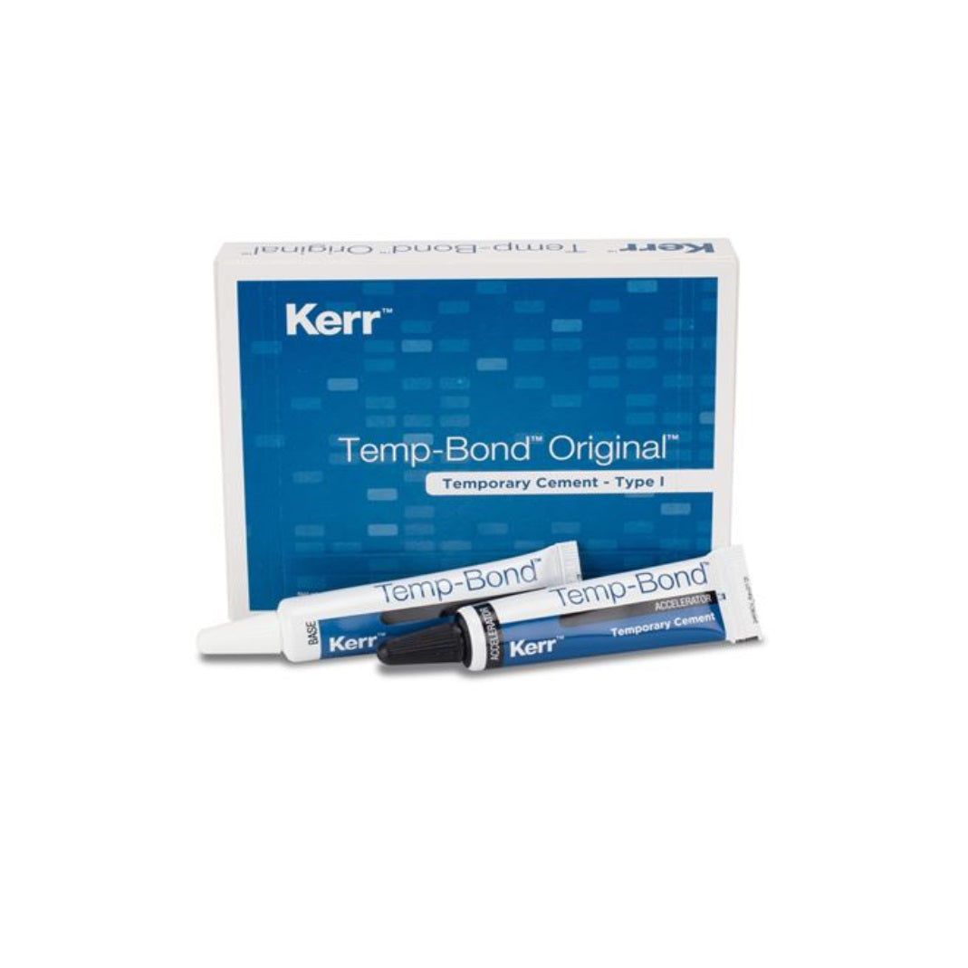 Kerr Temp-Bond Original Tubes Kit 29675 - Reliable temporary cement with high bond strength for crowns, bridges, and splints. Self-curing zinc-oxide eugenol formula. Easy removal. Versatile application. Smooth flow for effortless restoration seating.