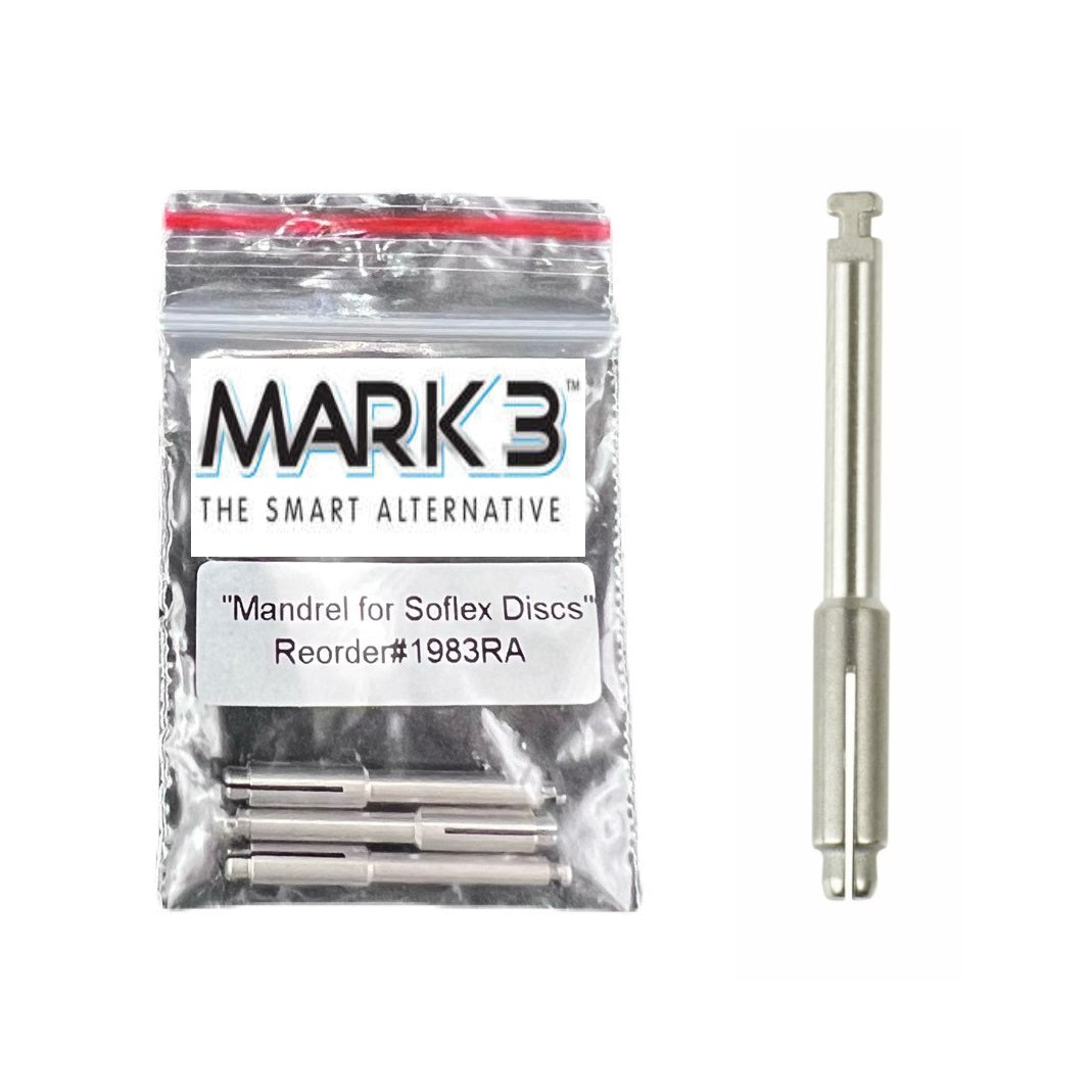 Optimize Dental Procedures with MARK3 Sof-Lex 1983RA Pop-On Mandrels - Right Angle Design for Finishing and Polishing. Achieve Precision in Dental Restorations with this 3/Pk Set.