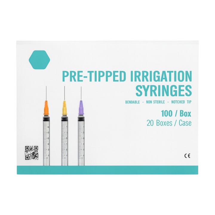 Madrid Dental Choice 3cc endo irrigation syringes with 25Ga 27Ga 30Ga needle tips 100 box
