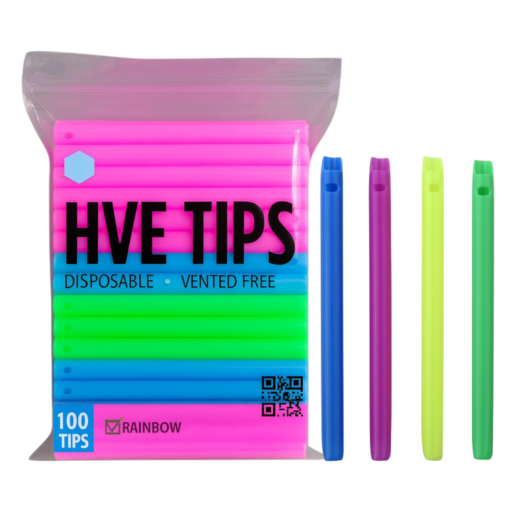 Madrid Dental Choice HVE Suction Tips Raibow disposable vented latex-free 100 Tips