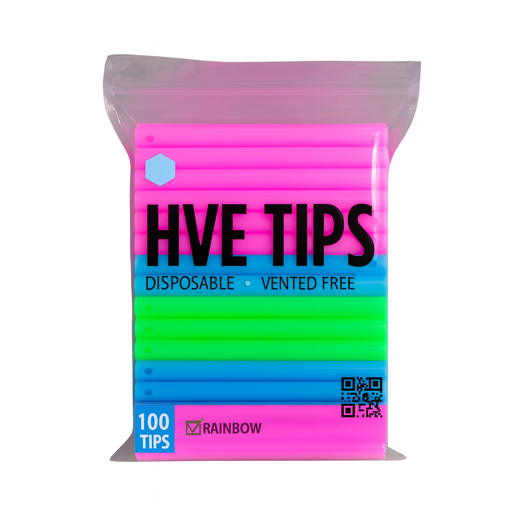 Madrid Dental Choice HVE Suction Tips Raibow disposable vented latex-free 100 Tips per bag