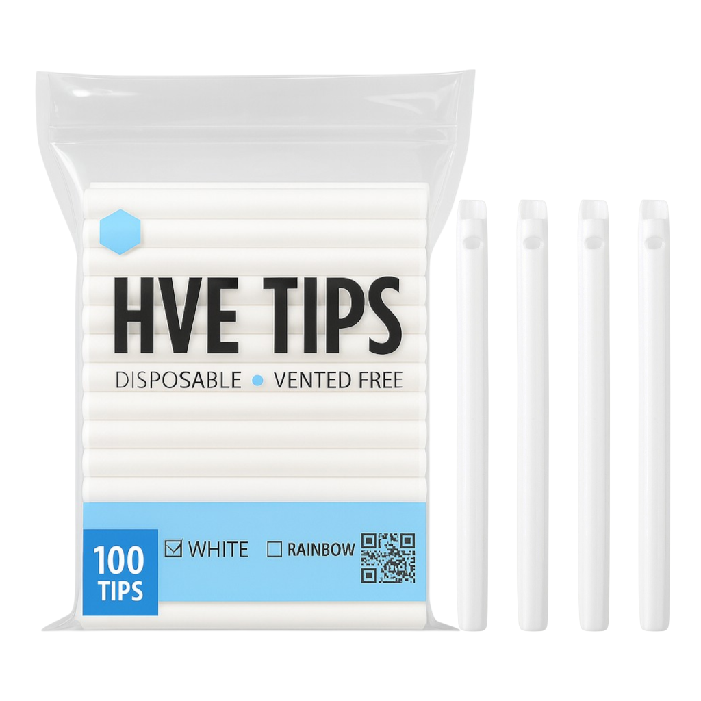 Madrid Dental Choice HVE Suction Tips white disposable vented latex-free 100 Tips