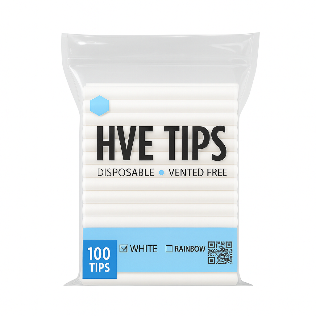 Madrid Dental Choice HVE Suction Tips white disposable vented latex-free 100 Tips per bag