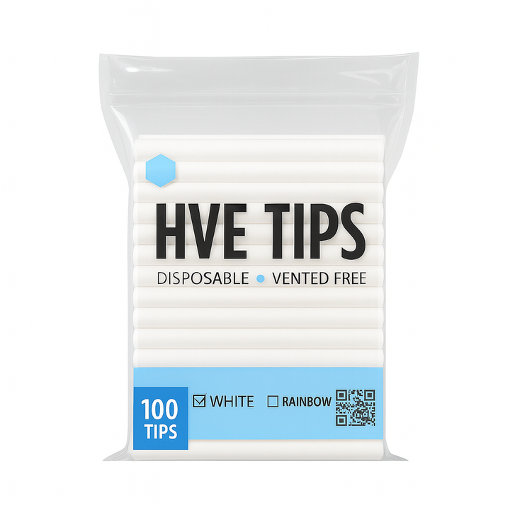 Madrid Dental Choice HVE Suction Tips white disposable vented latex-free 100 Tips per bag