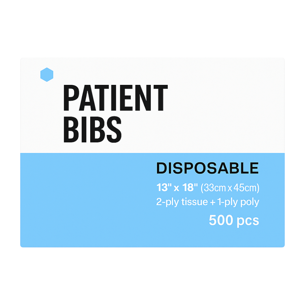 Madrid Dental Choice Disposable Patient Bib 13×18 2-ply poly backing (500/Box)