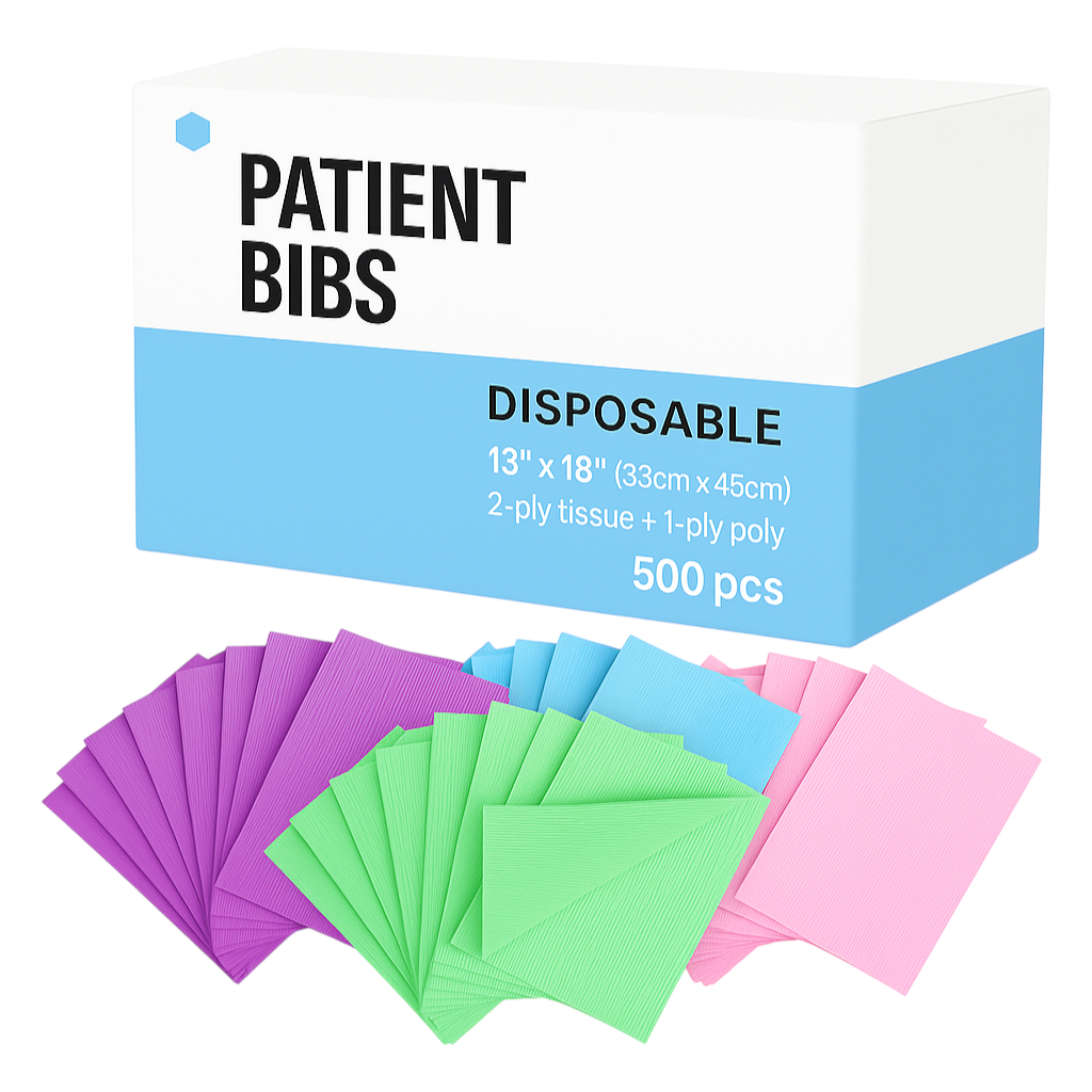 Madrid Dental Choice Patient Bib All Colors 13×18 2-ply poly backing (500/Case)