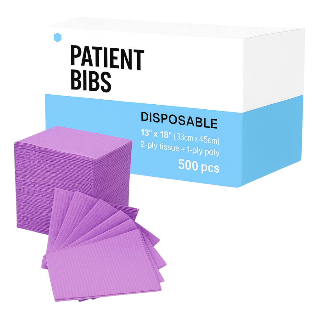 Madrid Dental Choice Patient Bib purple 13×18 2-ply poly backing (500/Case)
