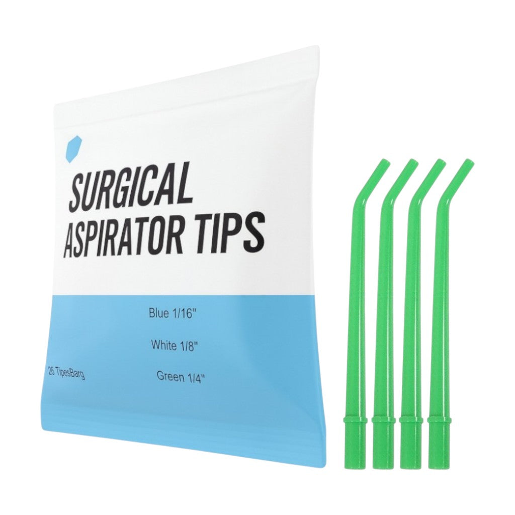 Madrid Dental Choice Surgical Aspirator Tips Green 1/4" 25/Bag