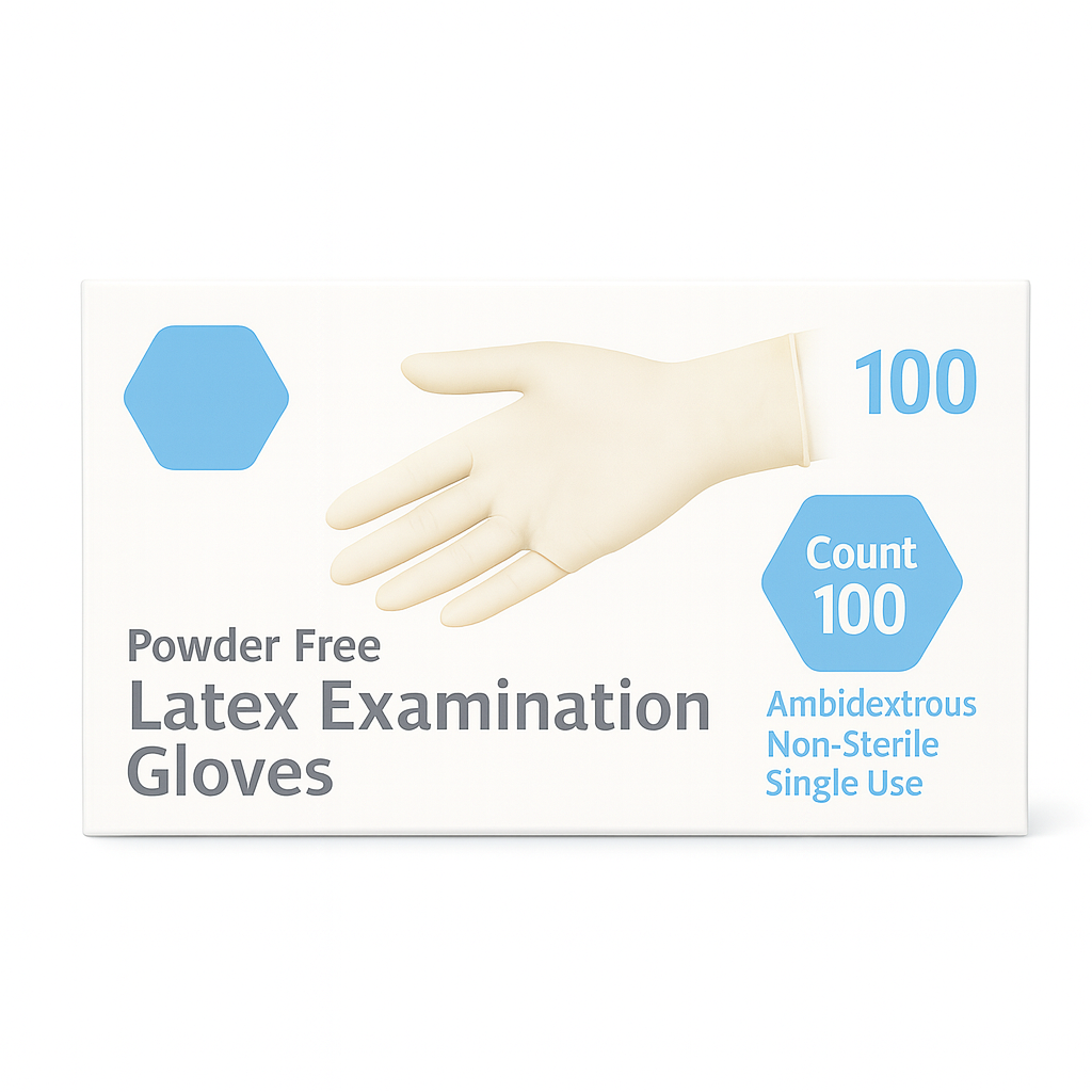 Madrid Dental Choice latex powder-free exam gloves white box of 100