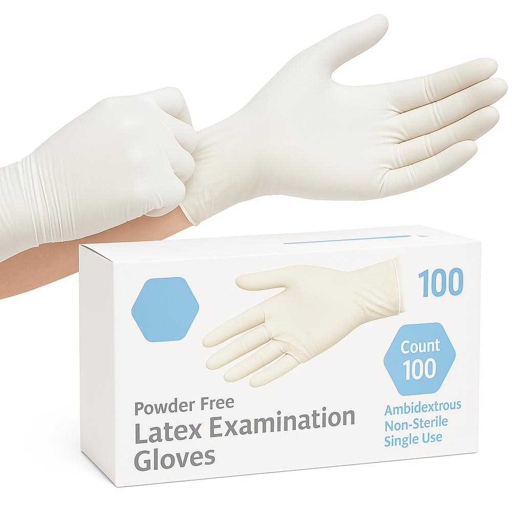 Madrid Dental Choice latex powder-free exam gloves white box 
