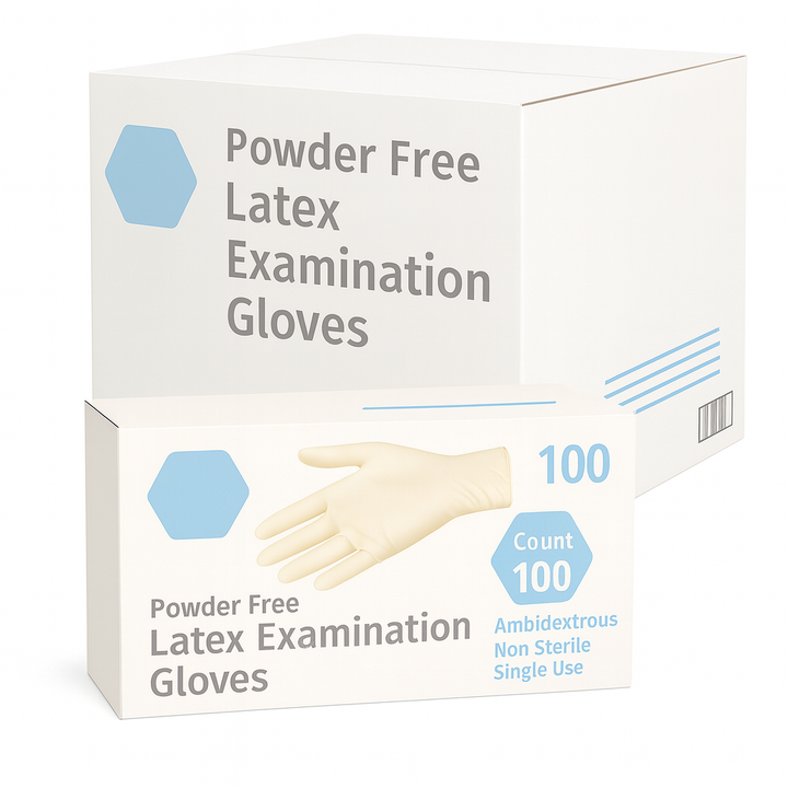 Madrid Dental Choice latex powder-free exam gloves white case