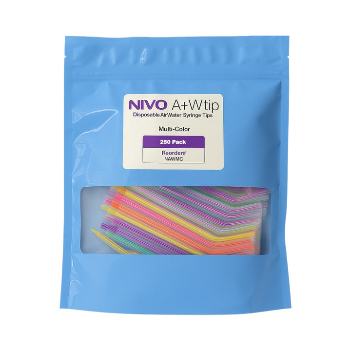NIVO Disposable Air Water Syringe Tips Rainbow Assorted Colors 250/Bag