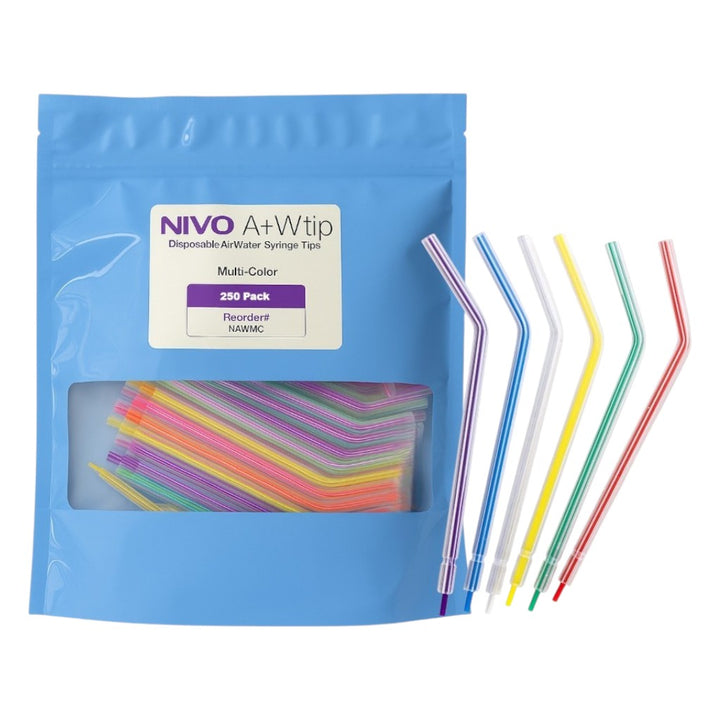 NIVO Air Water Syringe Tips Rainbow Assorted Colors 250/Bag