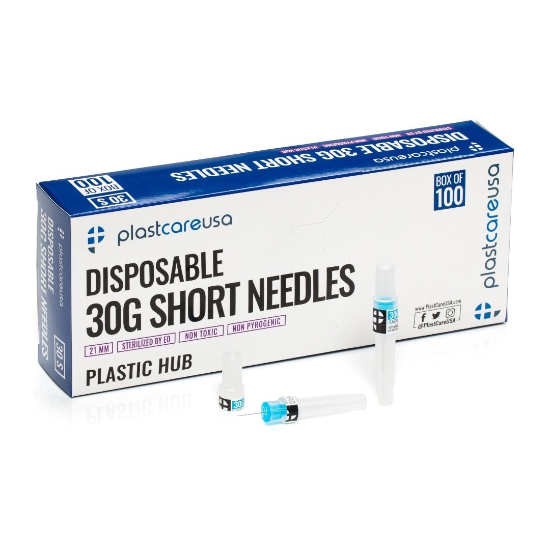 Plastcare USA Disposable Anesthetic Needles 30G Short Blue Hub - 100/Bx - Precision and Comfort in Dental Injections - Sterile and Reliable