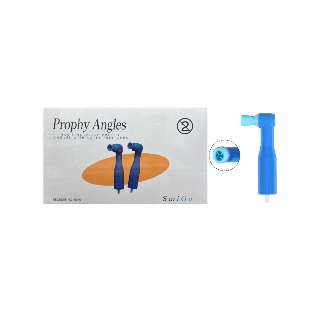 Disposable Prophy Angles Soft Blue Cups - Box of 500 - Latex-Free Dental Prophy Angles for Low-Speed Handpieces - Efficient Plaque Removal & Biofilm Management - SmiGo 0070