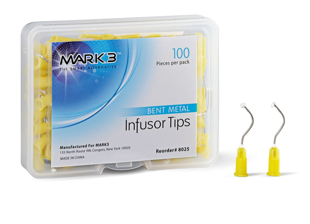 MARK3 Infusor Tips Bent 19Ga 100/Pk 8025 - Precise Dental Dispensing Tools for Dentists - Versatile 19 Gauge Dental Tips